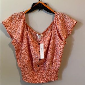 Orange Off-Shoulder Blouse ,XL, Monteau